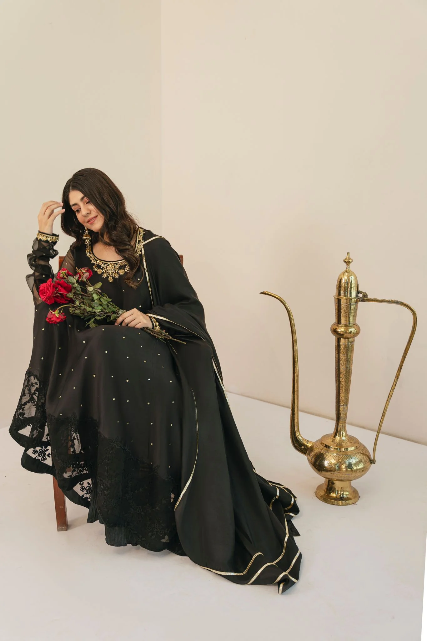 Black Silk Pishwas - Image 4