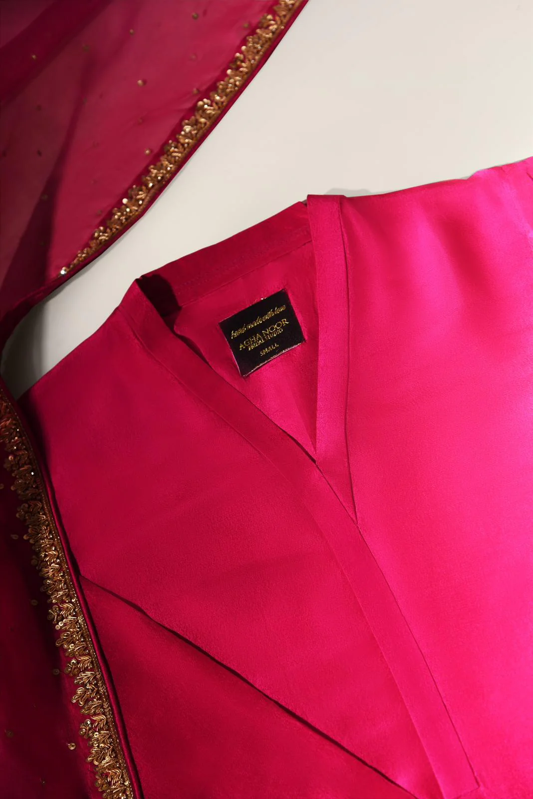 Hot pink pure raw silk set - Image 2