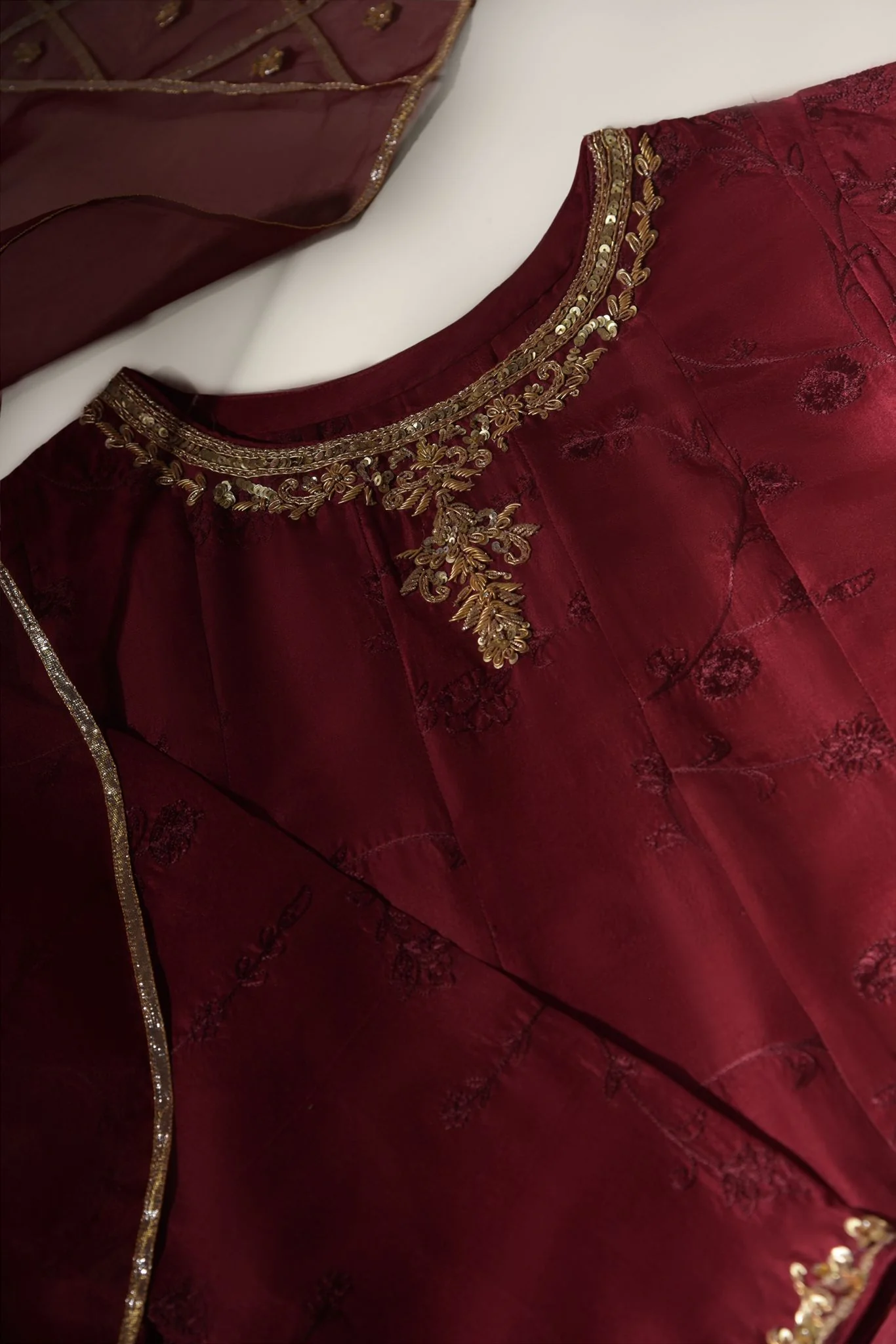 Maroon Embroidered Kalidaar - Image 3