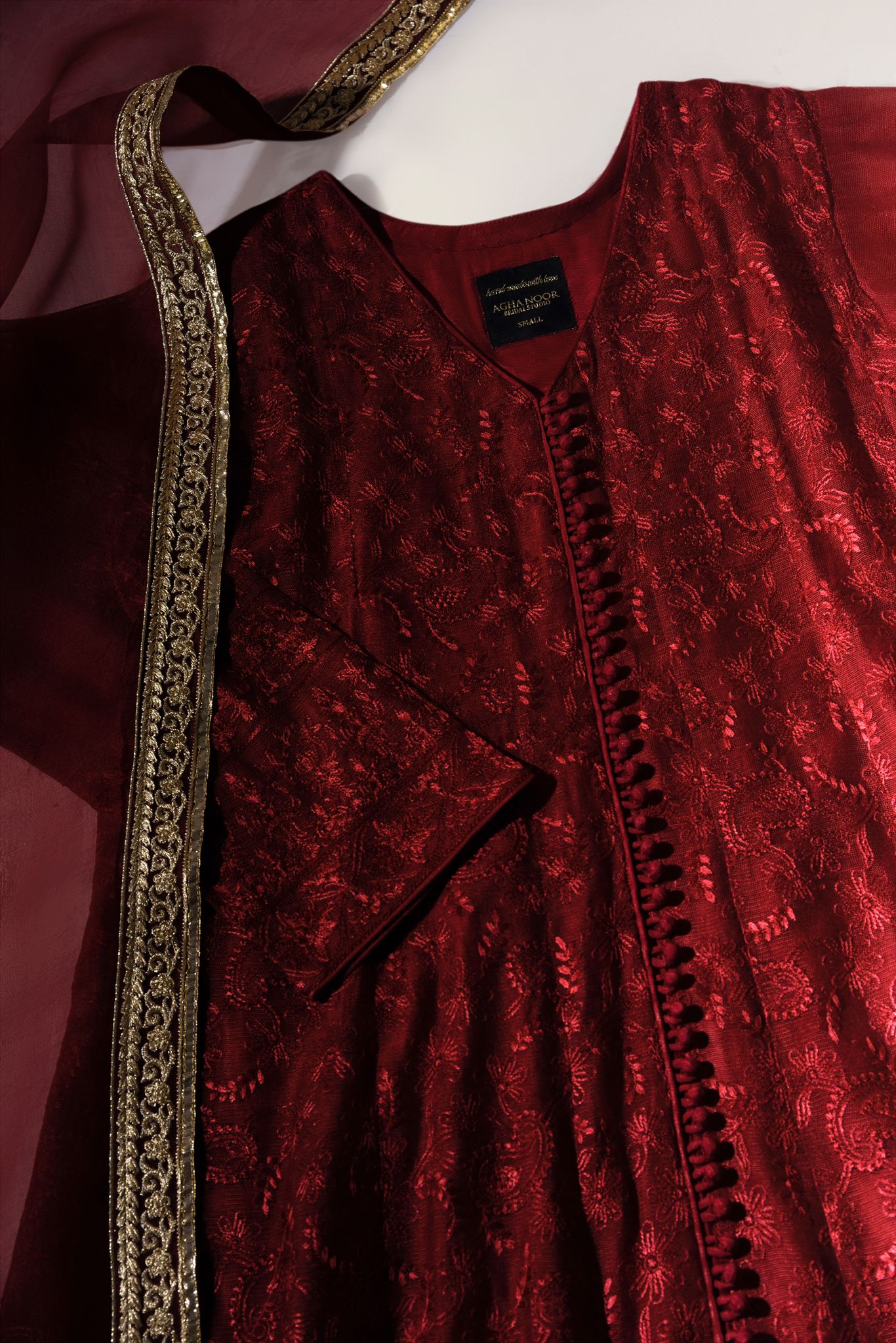Maroon Embroidered Pishwas - Image 4