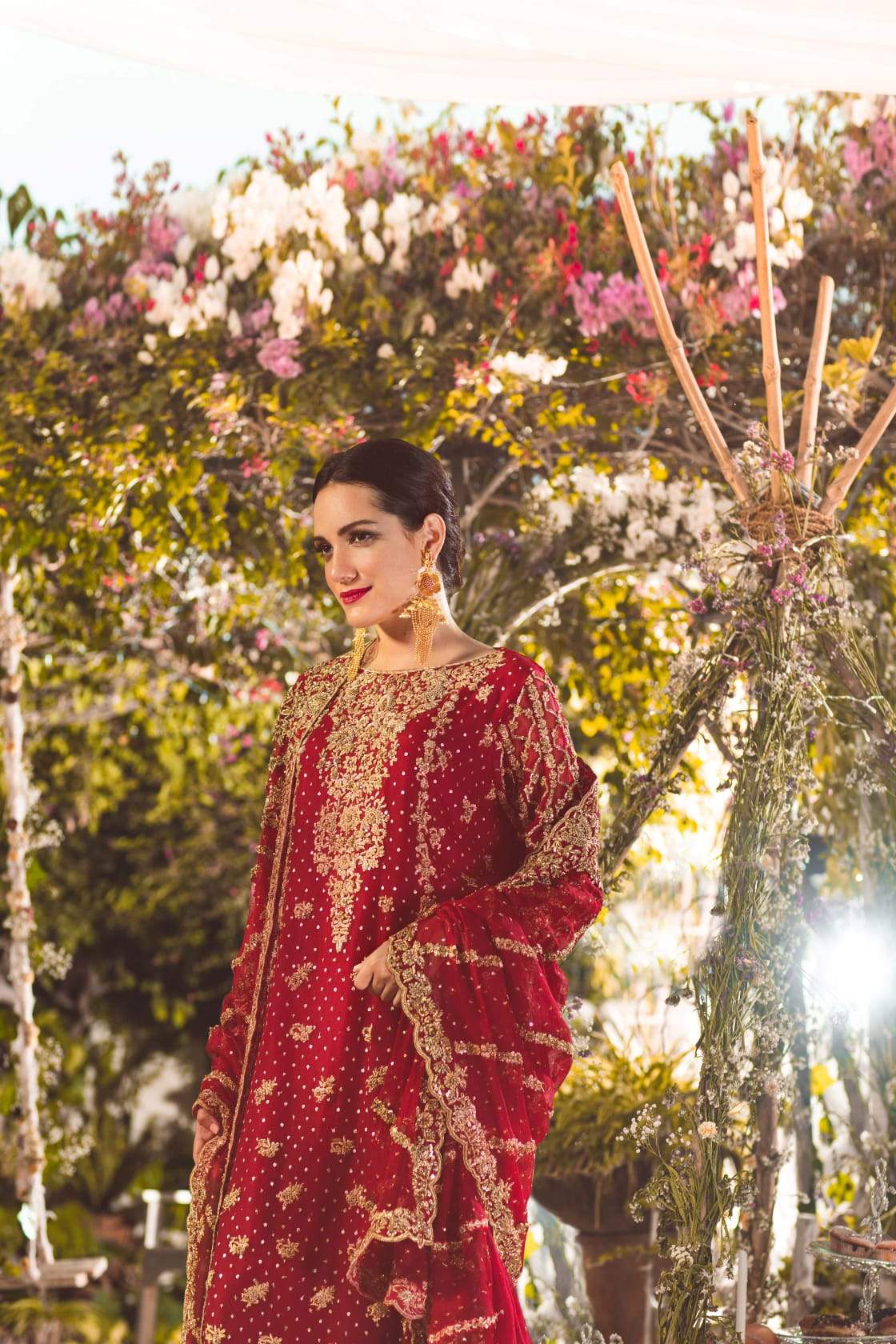 " Meenah " Maroon Bridal ( Long Kameez with Trousers ) - Image 2