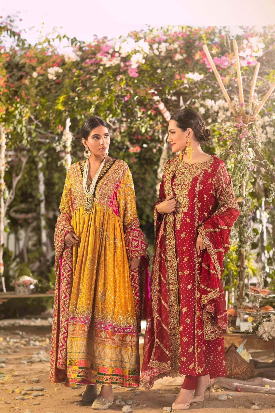 " Meenah " Maroon Bridal ( Long Kameez with Trousers ) - Image 3