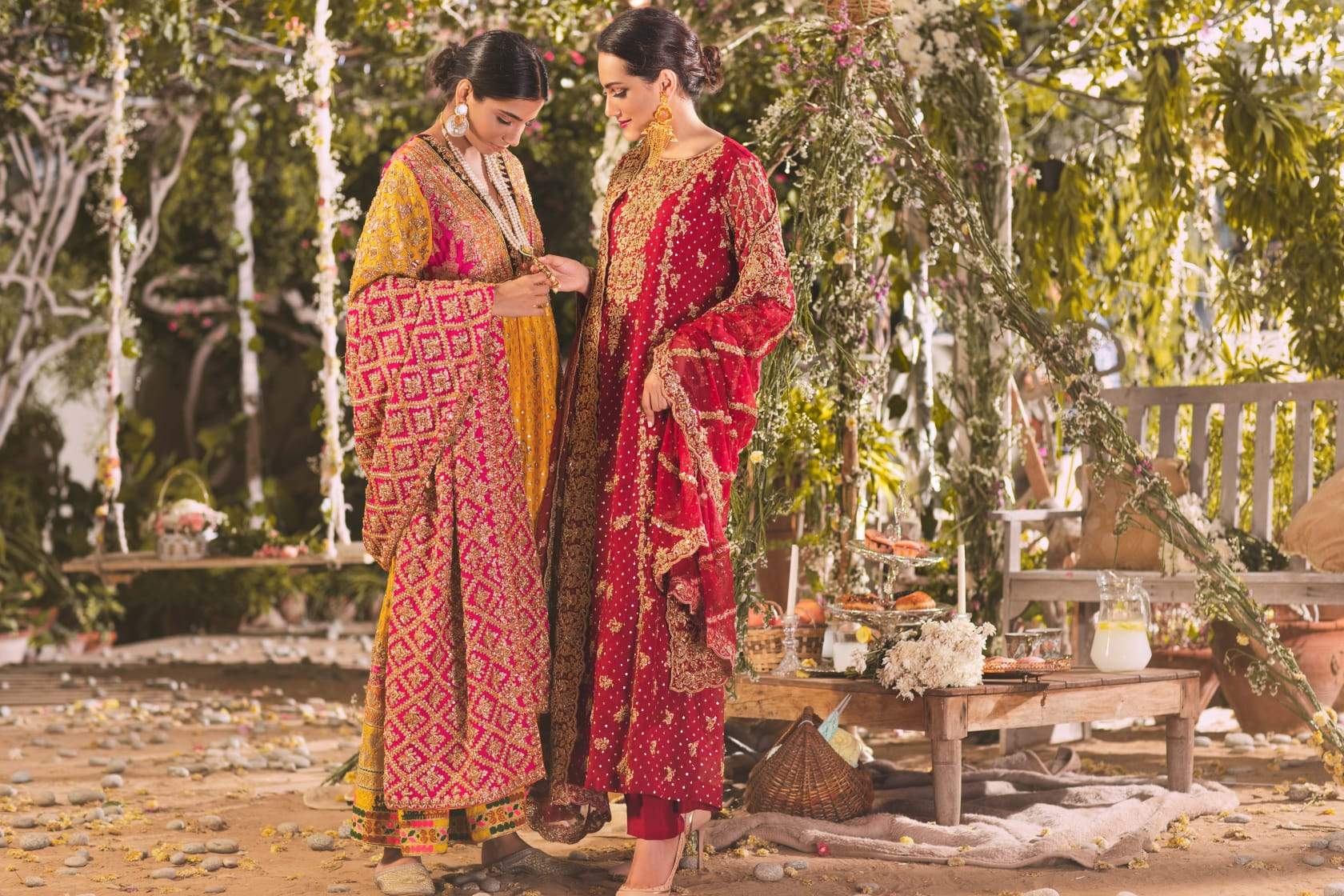 " Meenah " Maroon Bridal ( Long Kameez with Trousers ) - Image 4