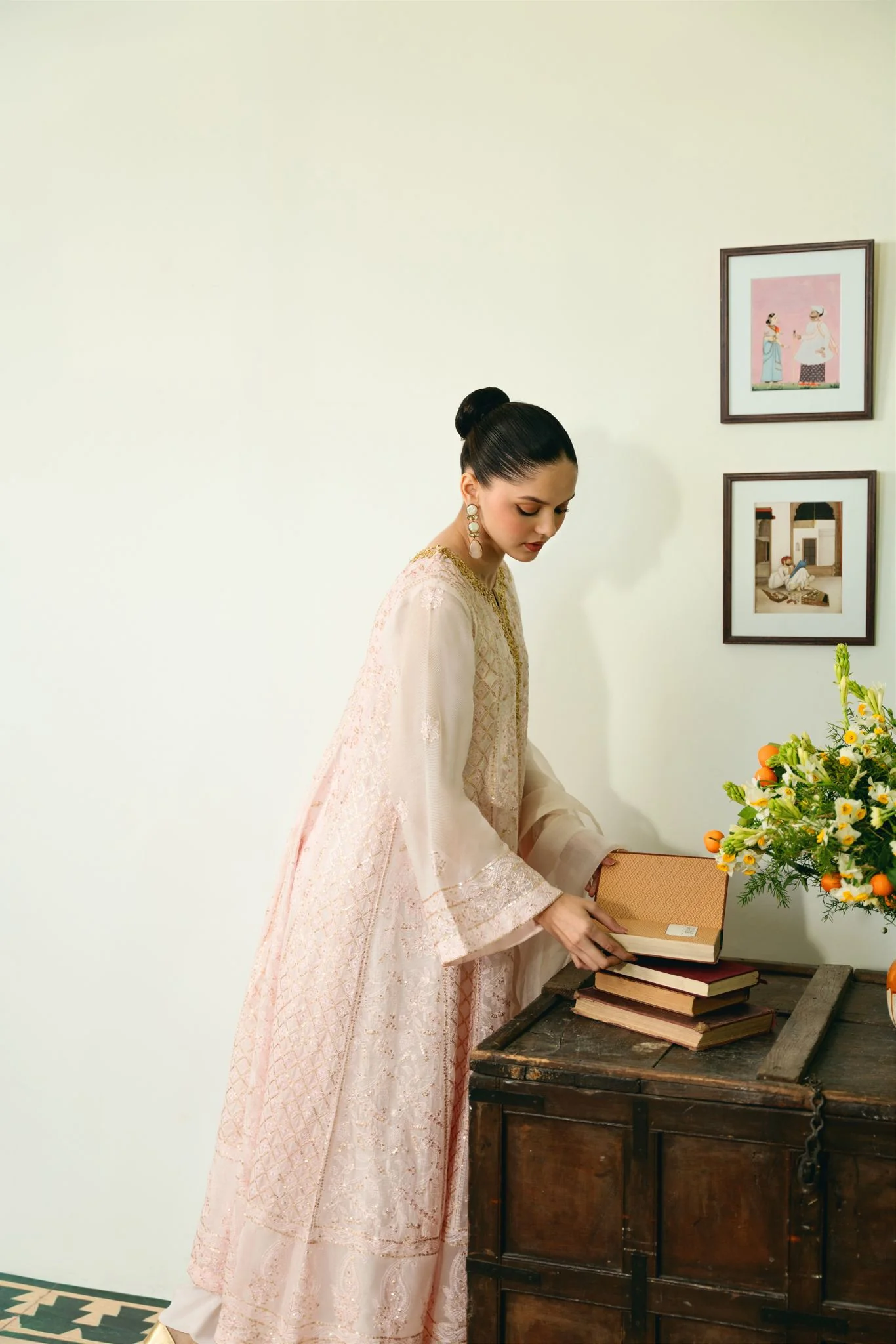 Pastel Pink Chikankari Kalidaar - Image 4