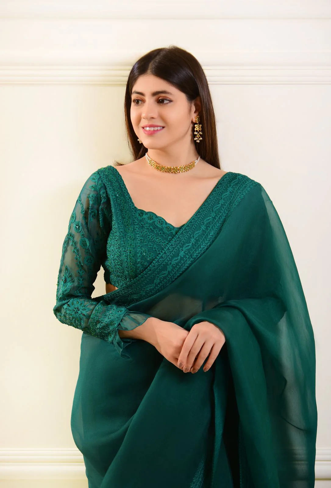 Poison Green Saree - Image 2