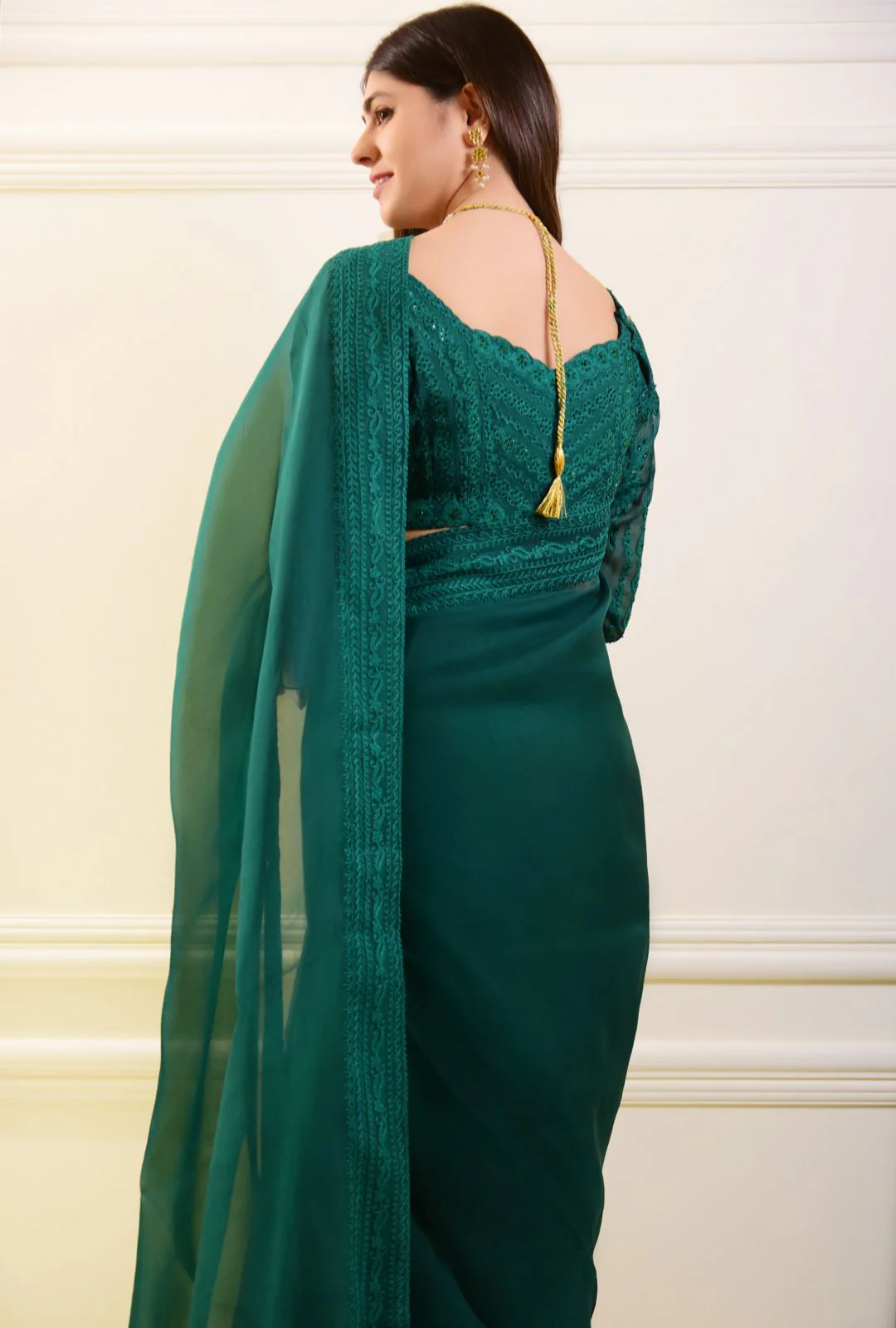Poison Green Saree - Image 3
