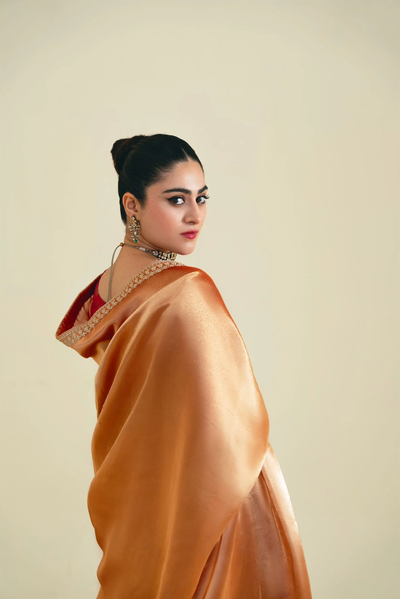 Rust Lahma Saree - Image 3