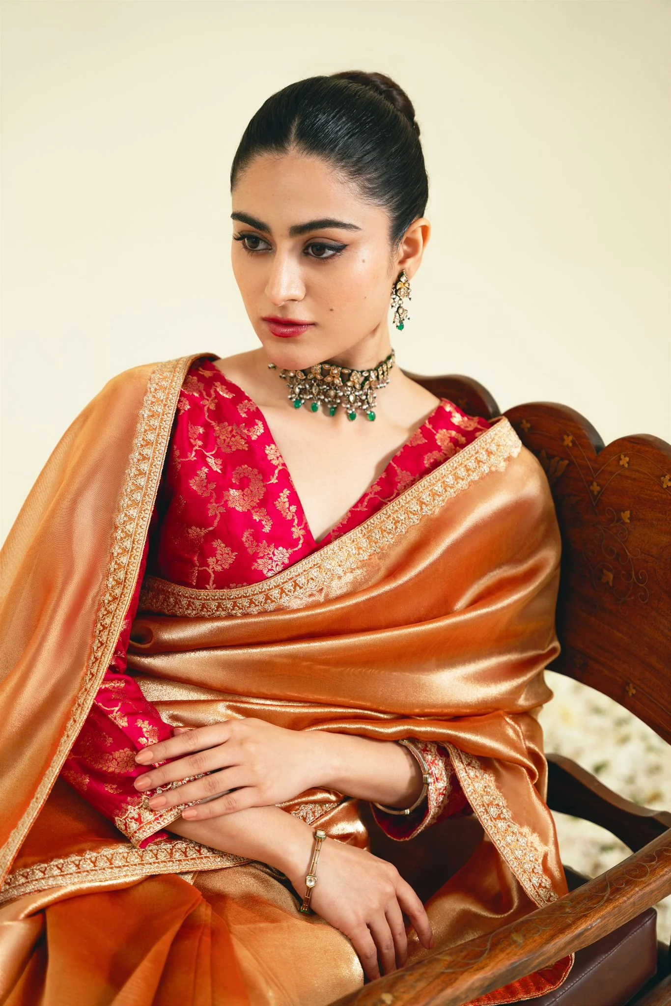 Rust Lahma Saree - Image 4
