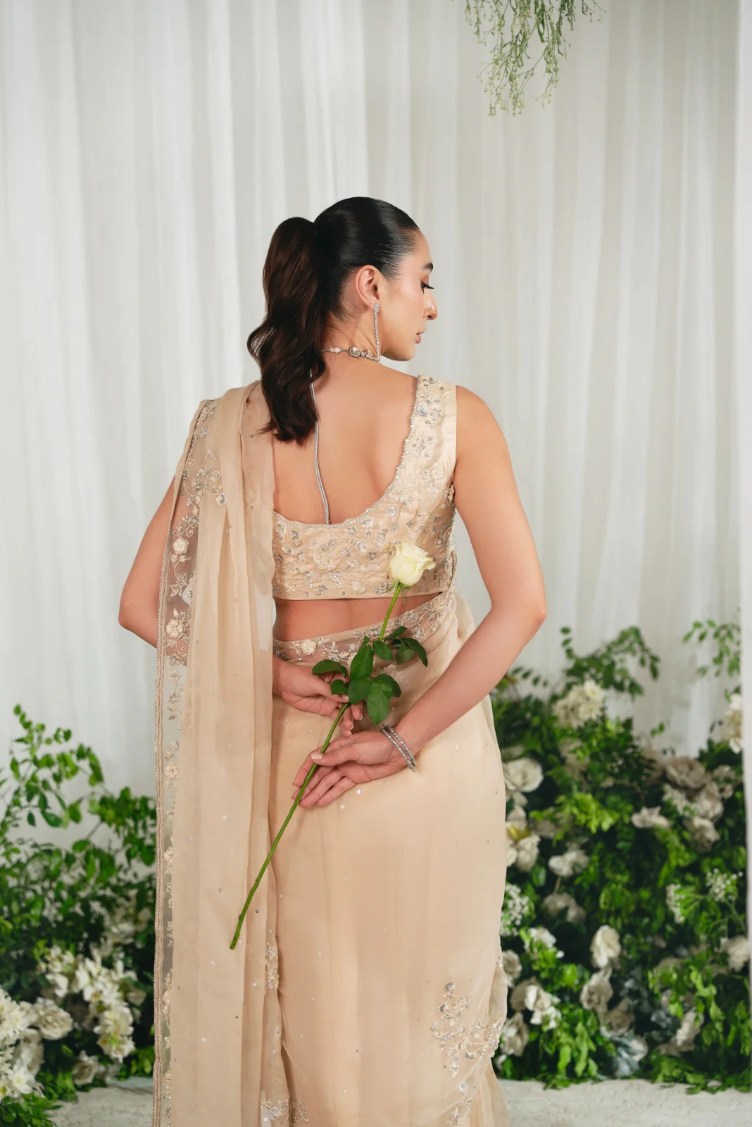 Wajeeha Beige Saree - Image 5