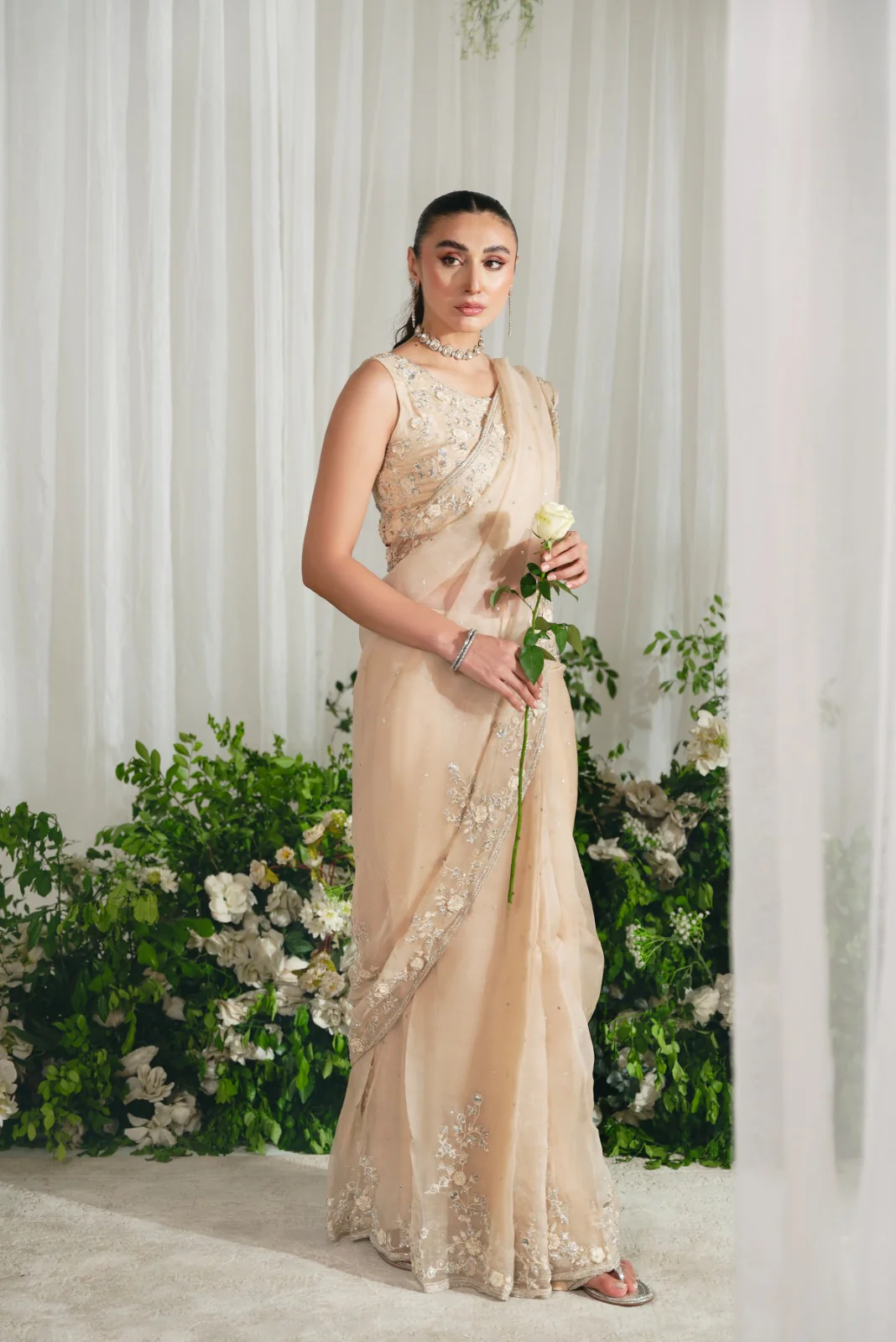 Wajeeha Beige Saree - Image 7